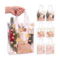 Pajean 25 Pcs Xmas Plastic Gift Bags with Handles, Gold Snowflake Pouches