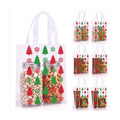 Pajean 25 Pcs Christmas Plastic Gift Bags with Handles, Xmas Tree Pouches