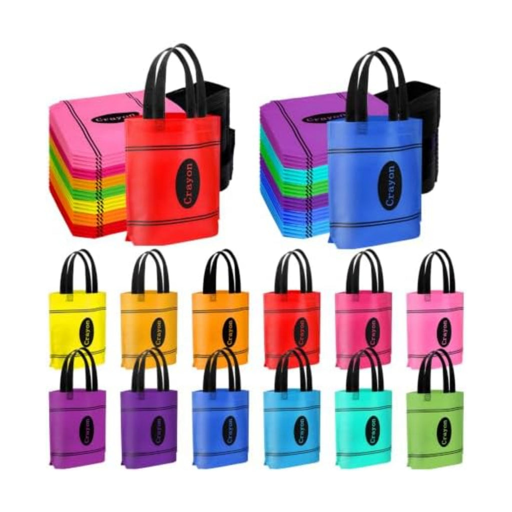 Hosuly 48 Pcs Back to School Gift Bags Crayon Tote Bags Bulk