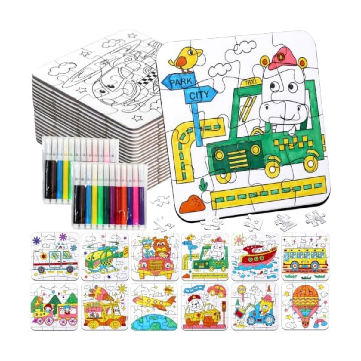 Transportation Puzzle Craft for Kids-Train Party Favors DIY Activities Toys