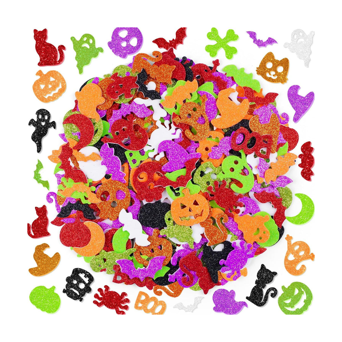 504 PCS Halloween Foam Stickers, Glitter Halloween Stickers, 8 Sheets