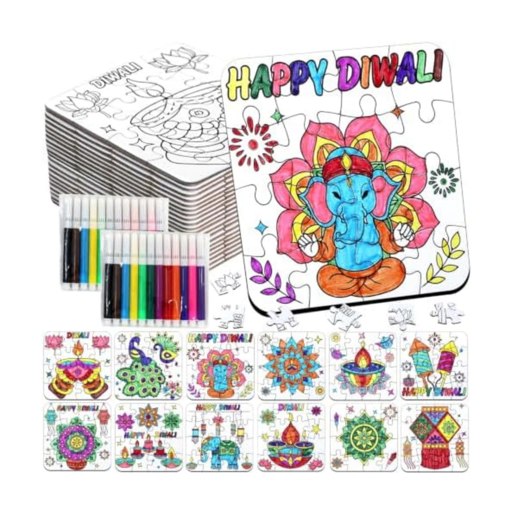 Diwali Crafts & Party Favors for Kids Bulk, Rangoli Art Activity DIY Puzzle