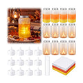 Qinyoung 12 Pcs Fall Crafts Candy Corn Mason Jar Crafts with LED Light