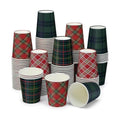 Funtery 100 Pcs Christmas Paper Cups 9oz Red Green Tartan Vintage Plaid Cup