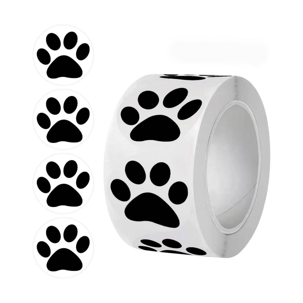 500PCS Paw Print Stickers Roll 1 Inch Waterproof Vinyl Dog Cat Paw Decals Animal Footprint Stickers for Kids Party Scrapbooking Crafts Classroom Reward Teens Adults Water Bottle Notebook Gift Bags