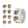 500PCS Succulent Stickers Roll Waterproof Vinyl Round Potted Plant Decals Cute Botanical Stickers for Gift Bags Envelopes Water Bottles Scrapbooking Kids Party Favors Teens Adults Crafts Journal