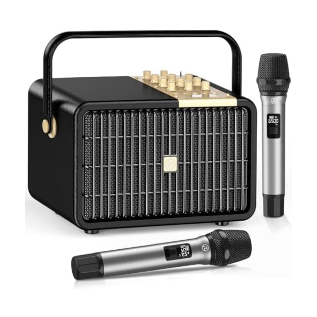 SUPNIU Wireless Voice Amplifier Professional Karaoke Machine with 2 UHF Microphones for Adults, 320W Peak Bluetooth Speaker PA System Treble & Bass for Home Party Wedding Outdoor Christmas Events L400