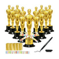 30 Pack Mini Award Trophies with Stickers, Marker & Ribbons