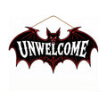Halloween Decorations - Funny Gothic Bat Wooden Sign for Front Door