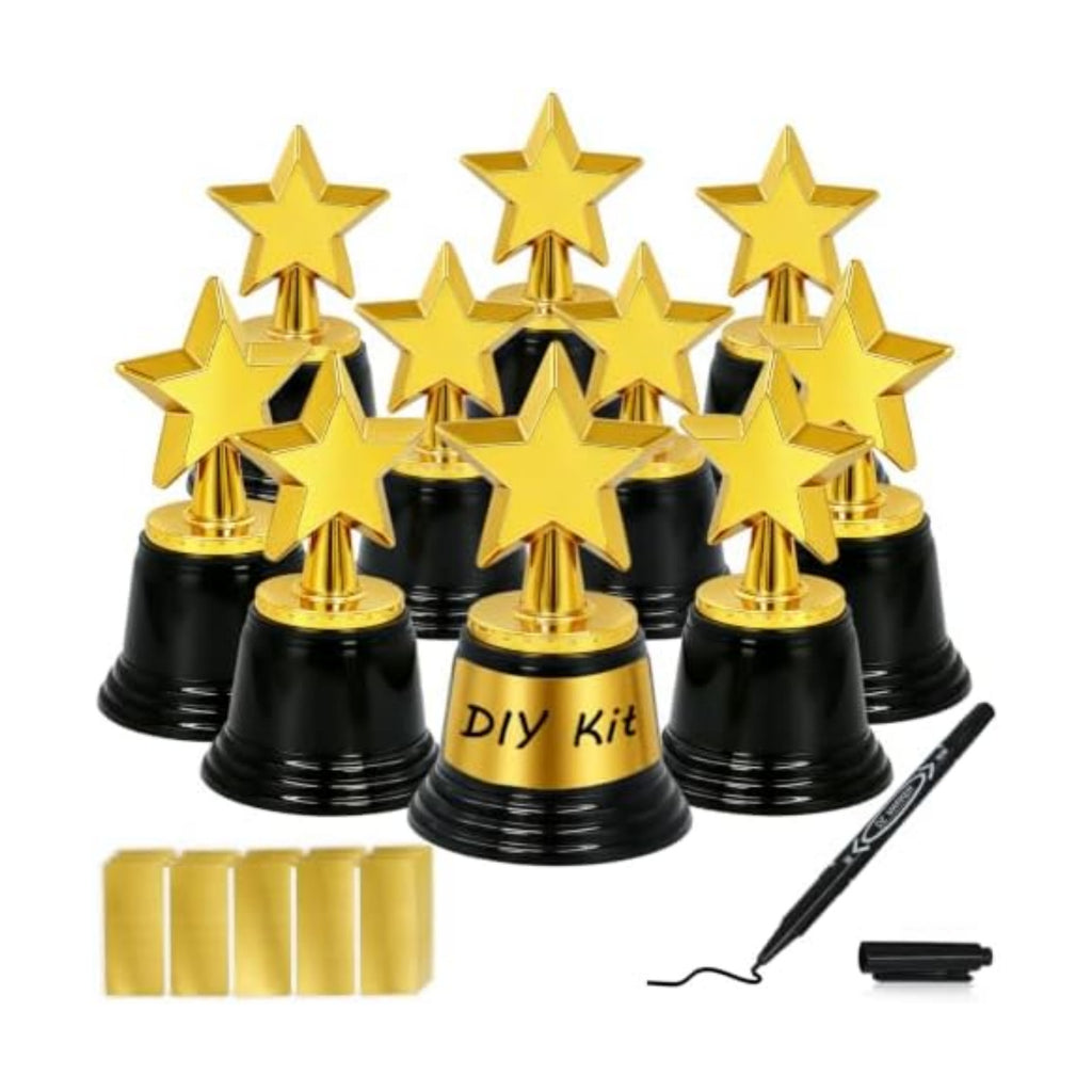 24 Pack Mini Star Trophy Awards with Stickers & Marker