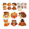 Fall Crafts for Kids Adults 24 Sets DIY Animal Ornament Thanksgiving Stickers Make Your Own Turkey Scarecrow Pumpkin Owl Arts and Crafts Decorations for Autumn Harvest Home Classroom Party Favors