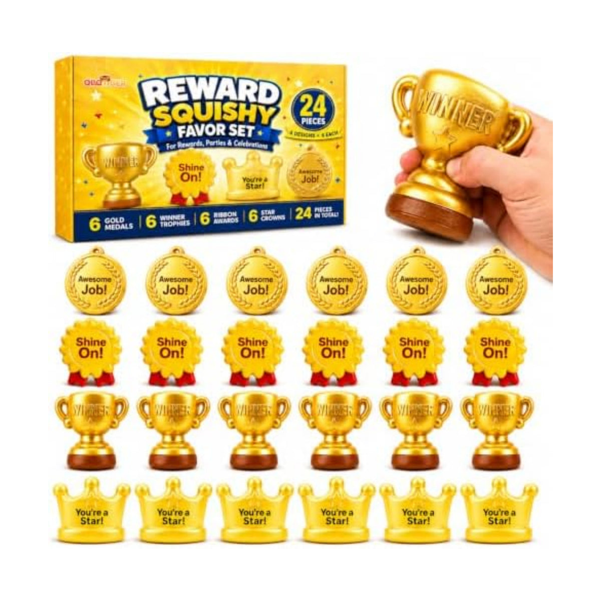 Kids Squishy Toys Bulk 24 Pack, Classroom Reward Prizes for Kids, Goodie Bag Stuffers , Party Favor Toys, Prize Box Fidgets, Carnival Game Prizes, Teacher Rewards for Students