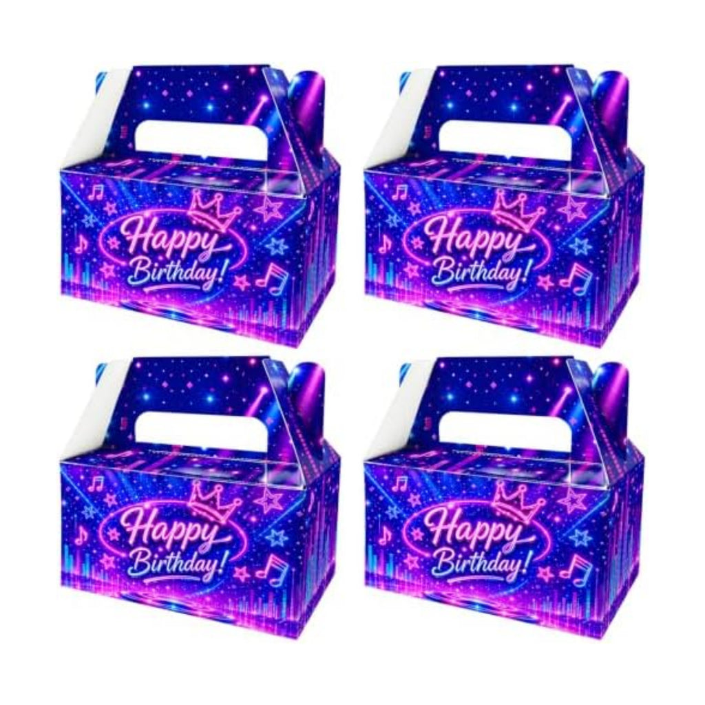 BGFMVS 12 Pack Kpop Music Party Favor Boxes - Neon Purple Crown Treat Bags