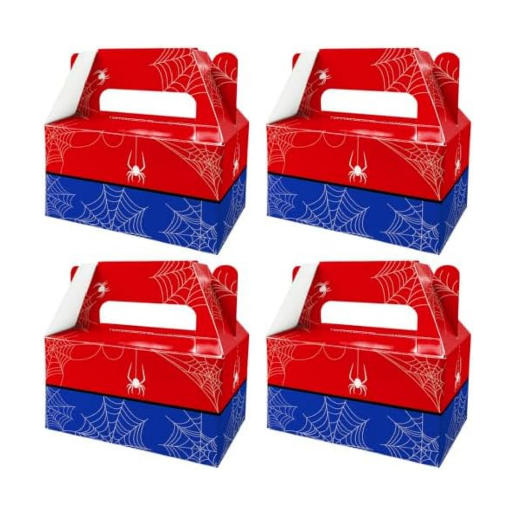 12 Pack Red Blue Spider Web Party Favor Boxes Comic Superhero Treat Bags