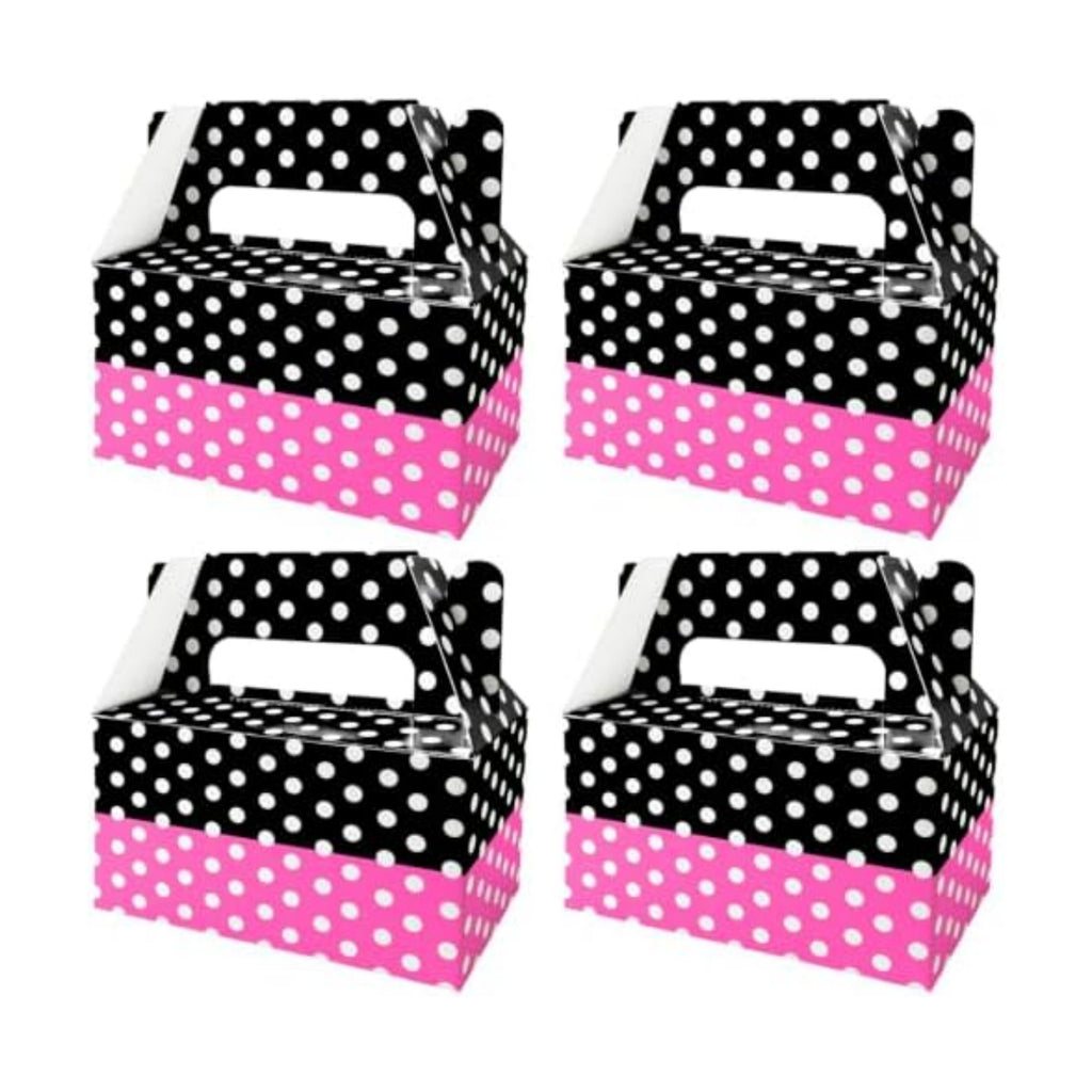 12 Pcs Cartoon Mouse Party Favor Boxes, Pink Black Polka Dot Treat Boxes
