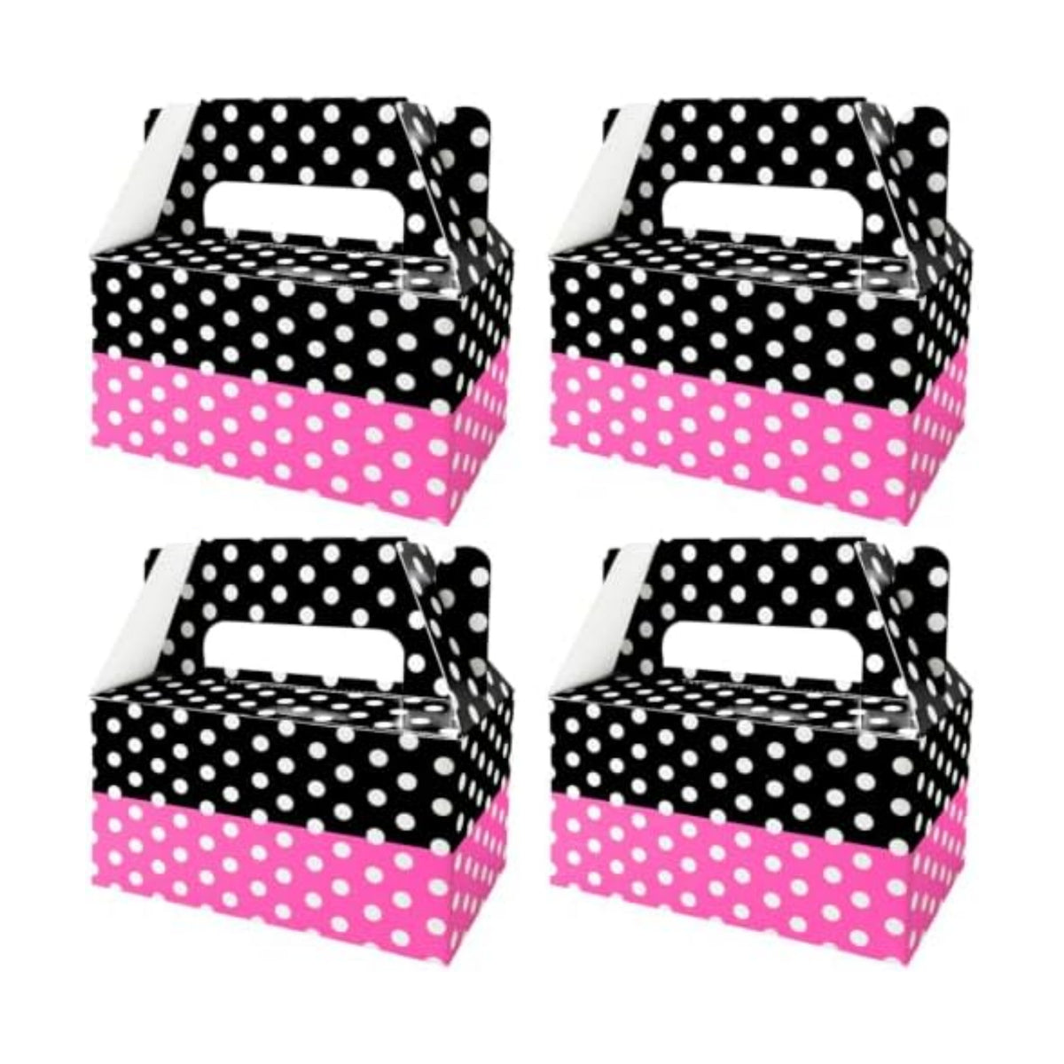 12 Pcs Cartoon Mouse Party Favor Boxes, Pink Black Polka Dot Treat Boxes