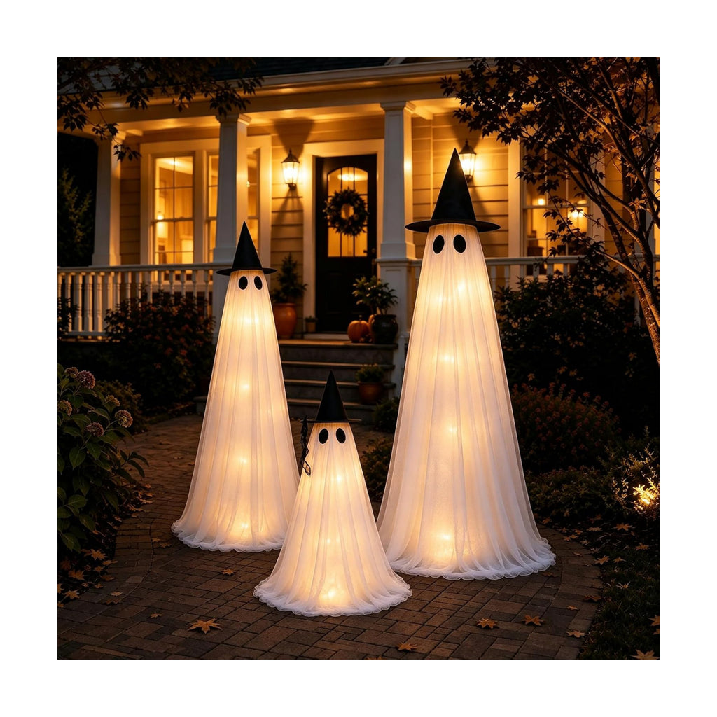 Halloween Decorations Outdoor - 3 Packs Light Up Ghost Decor for Porch Yard