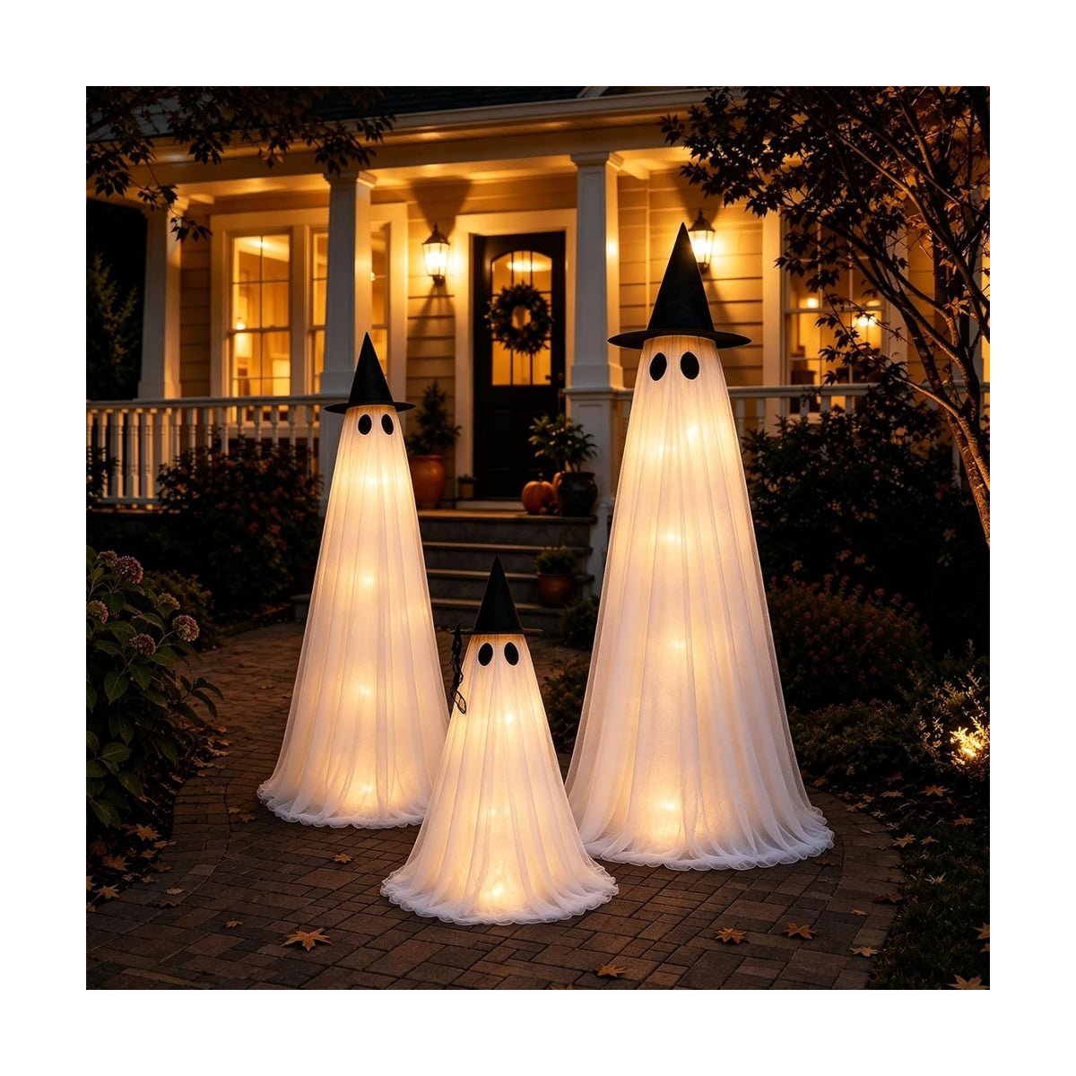 Halloween Decorations Outdoor - 3 Packs Light Up Ghost Decor for Porch Yard