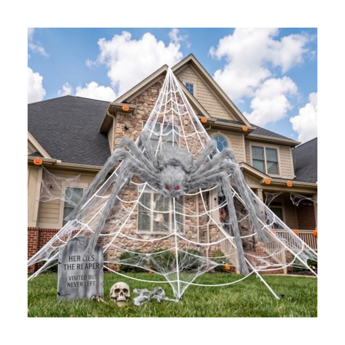 Halloween Decorations Outdoor Spider Webs:1Pcs Giant Spiders-Outdoor Use
