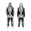 Skeleton Halloween Costume for Men & Women, Double-Sided Zip Hood Jumpsuit