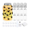 Qinyoung 12 Pcs Halloween Spiderweb Craft Spiders Mason Jars with LED Light