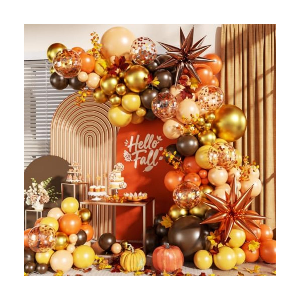 Fall Balloon Arch Kit, Orange Brown Balloons for Fall Decorations