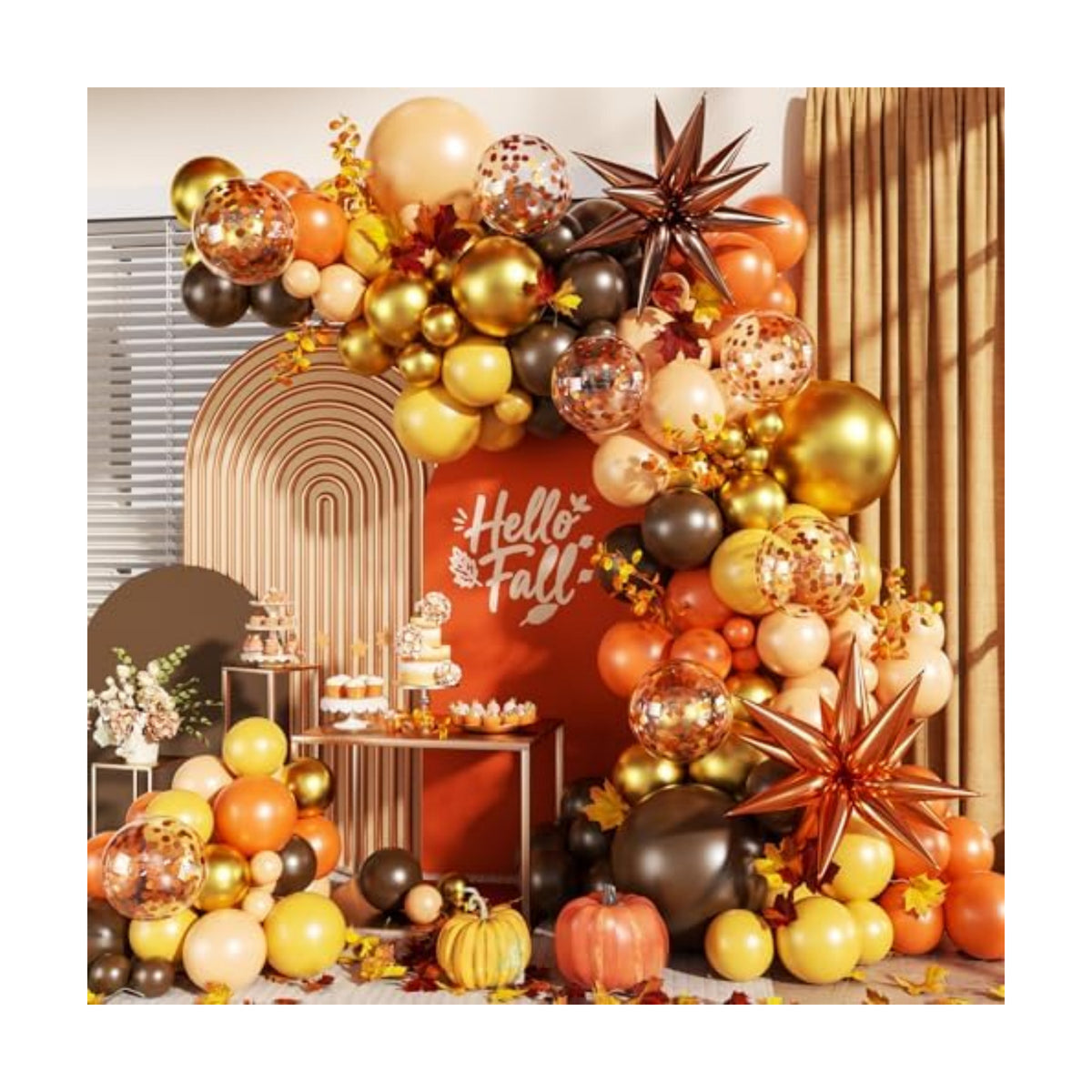 Fall Balloon Arch Kit, Orange Brown Balloons for Fall Decorations
