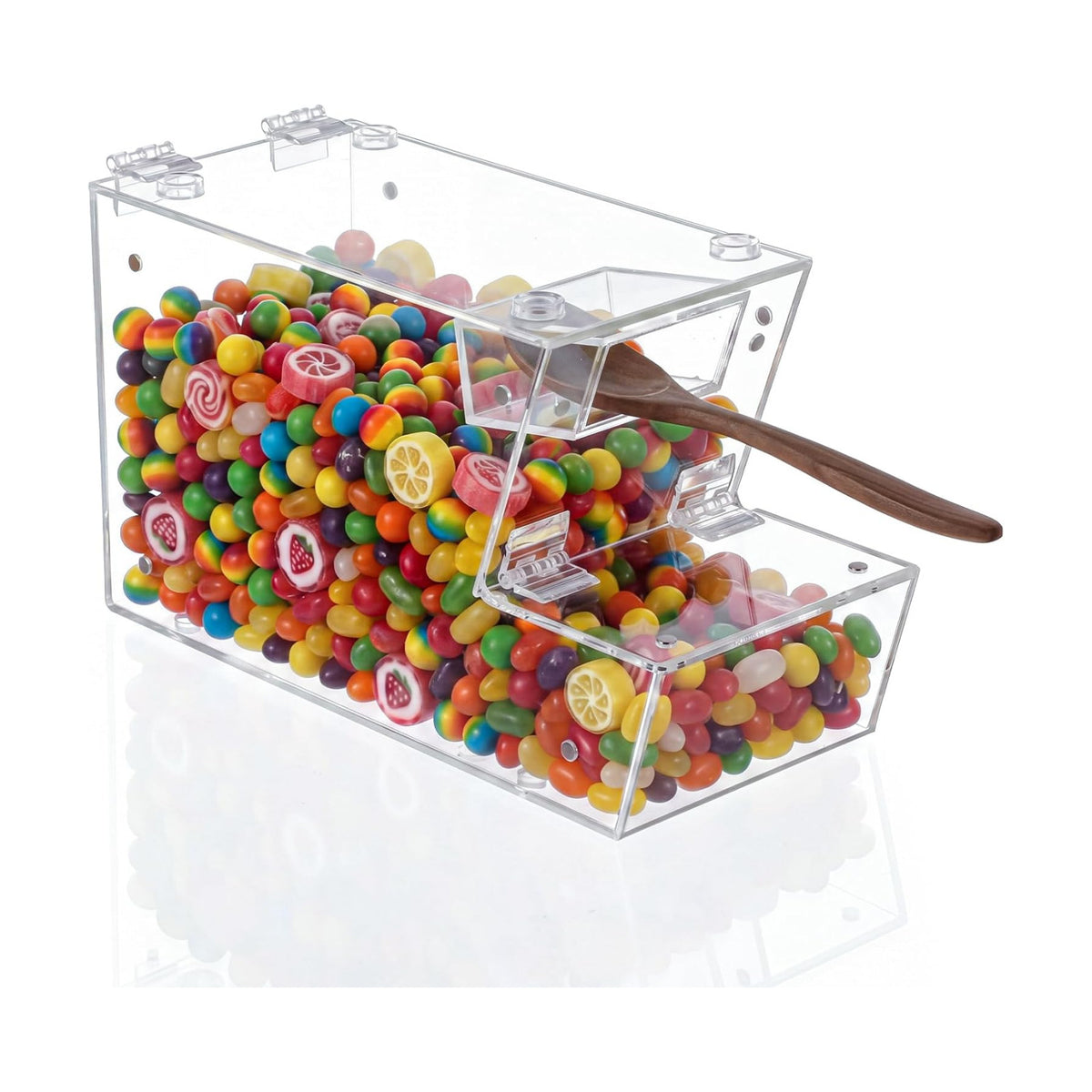 Clear Acrylic Candy Bin, Hinged Lid, Open Front, 4.5''x10.5''x6''