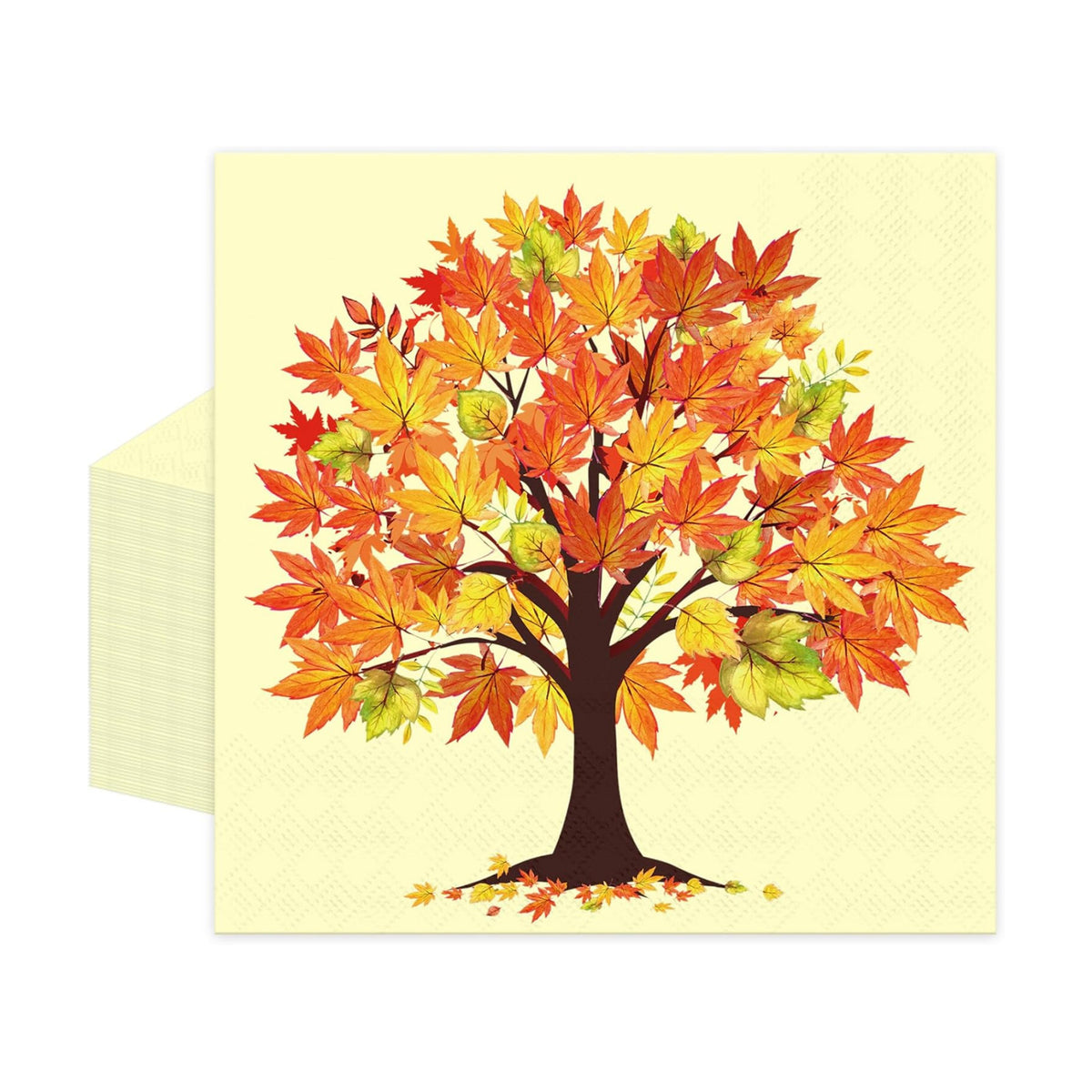 Konsait Fall Napkins - 50 Pack Maple Tree Fall Luncheon Paper Napkins, Disposable Autumn Napkins for Harvest Party Holiday & More, 6.5 x 6.5 Inches, 2-Ply