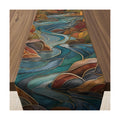 Fall Decorations for Home - Stained Glass Mountain River Fall Table Runner