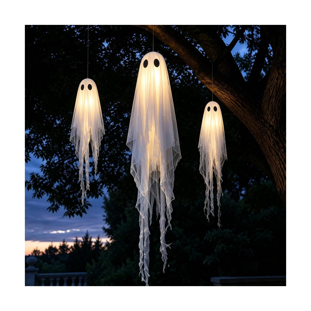 3 Packs Halloween Decorations Outdoor - Hanging Ghost Decor for Porch Yard
