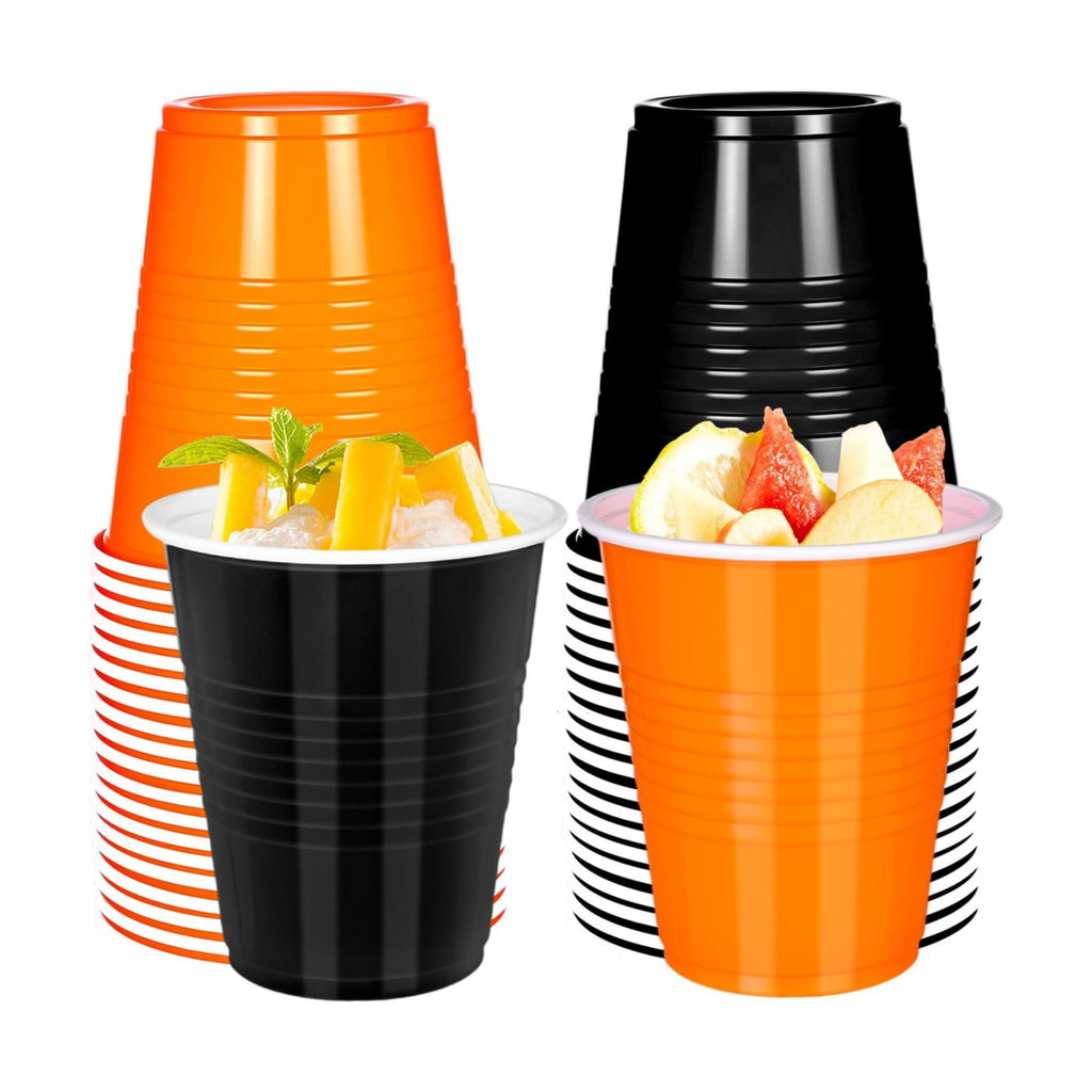 Vumdua Orange and Black Plastic Cups Disposable Cups, 12 oz Halloween Party Cups for Halloween, Birthday, Fall Party Supplies, Pack of 40