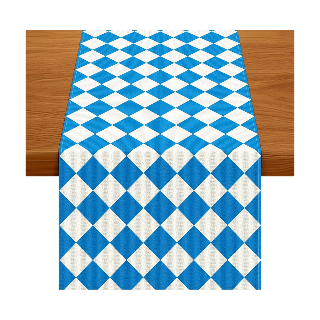 14 × 84" Oktoberfest Decoration, Oktoberfest Table Runner Blue and White