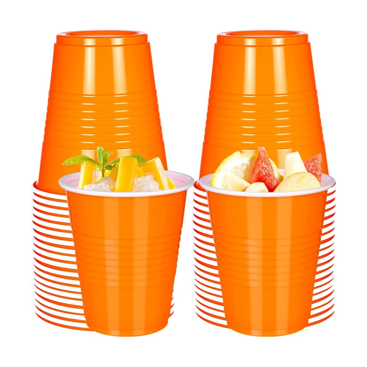 Vumdua Orange Plastic Cups Disposable Cups, 12 oz Halloween Party Cups for Halloween, Birthday, Fall, Thanksgiving Party Supplies, Pack of 40