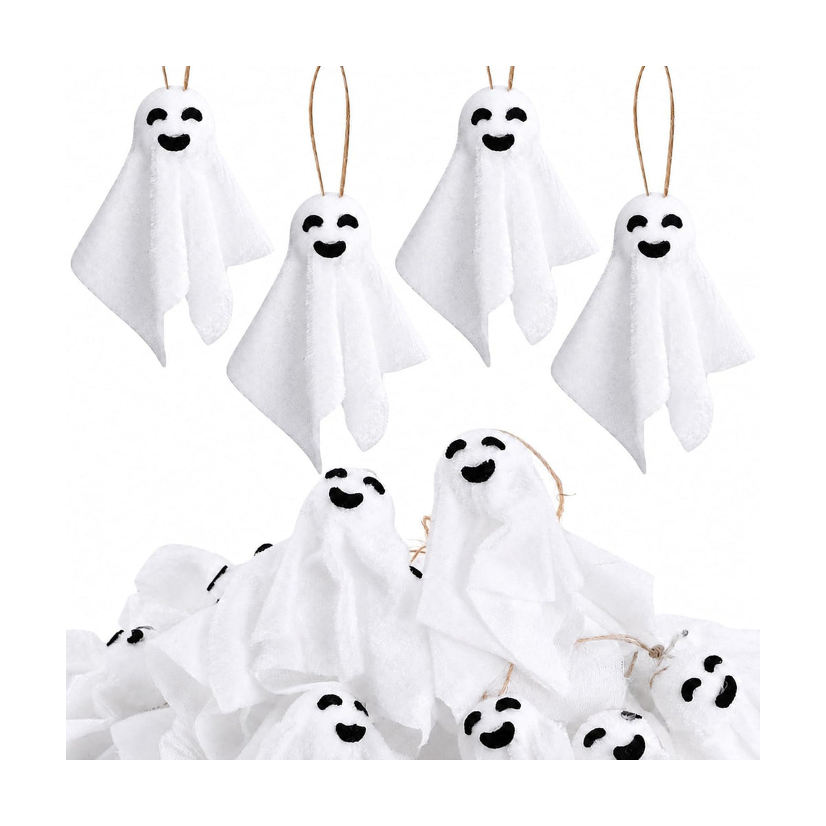24 Pcs Halloween Hanging Ghost Cloth Decoration Small White Ghost Ornaments