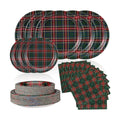 Yungyan 150 Pcs Red Green Plaid Plates Napkins Green Red Serves 50