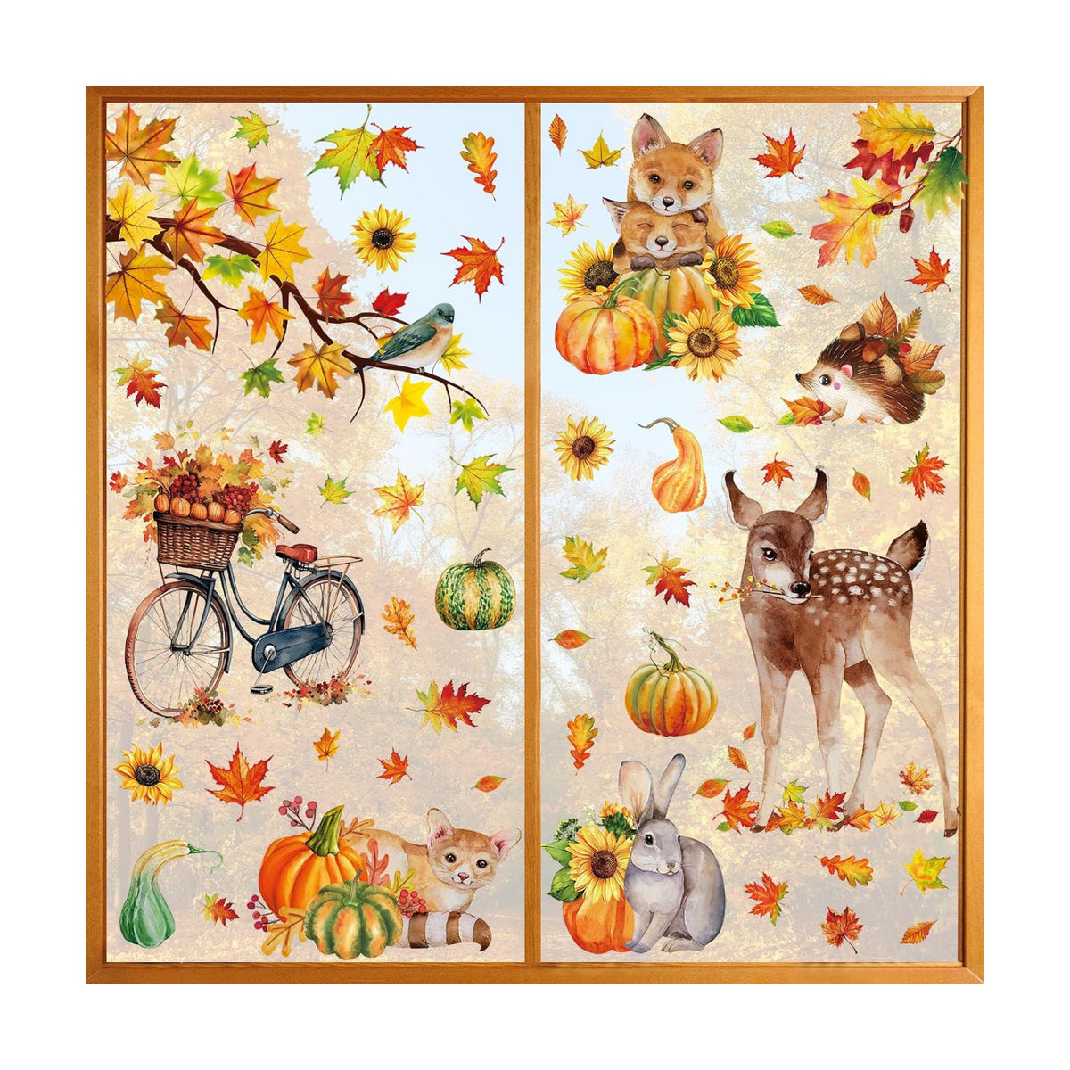 68Pcs Fall Window Clings, Fall Window Stickers for Autumn Thanksgiving Party Decor