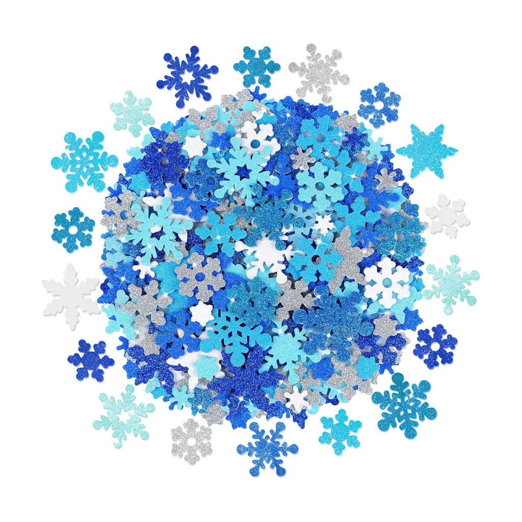 Foam Stickers, 504 PCS Glitter Foam Snowflake Stickers, 7 Colors