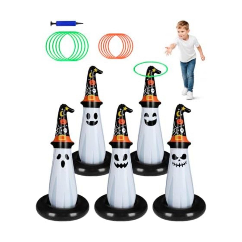 5Pcs Inflatable Halloween Ghost Ring Toss Game,Halloween Games for Kids,Adults,Family Party Favor Indoor Outdoor Game Garden Toys
