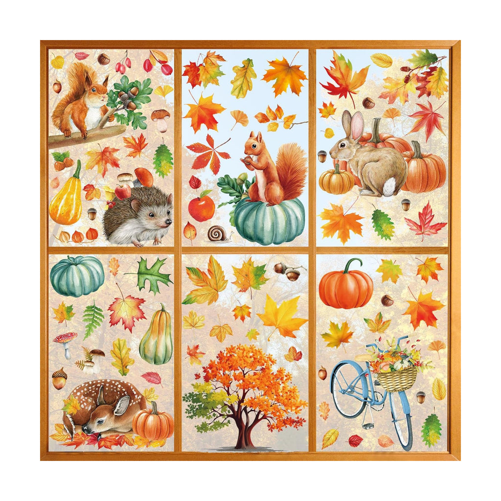 84Pcs Fall Window Clings, Fall Window Stickers for Autumn Thanksgiving Party Decor