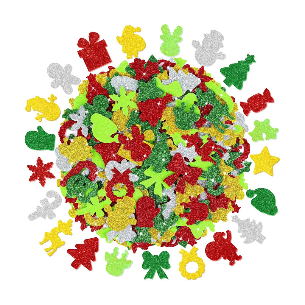 Foam Stickers, 350 PCS Glitter Foam Christmas Stickers, 7 Colors