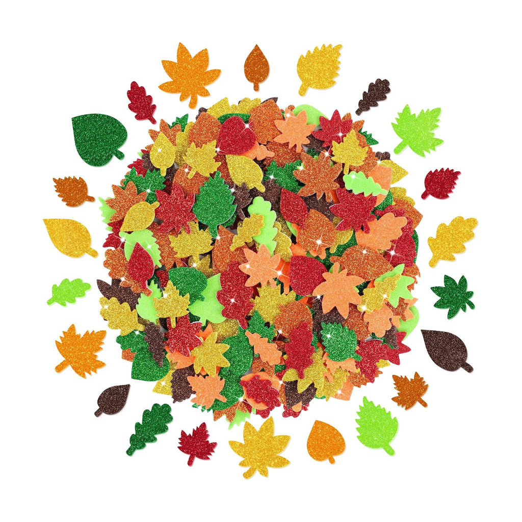 Foam Stickers, 511 PCS Glitter Foam Fall Leaf Stickers, 7 Colors