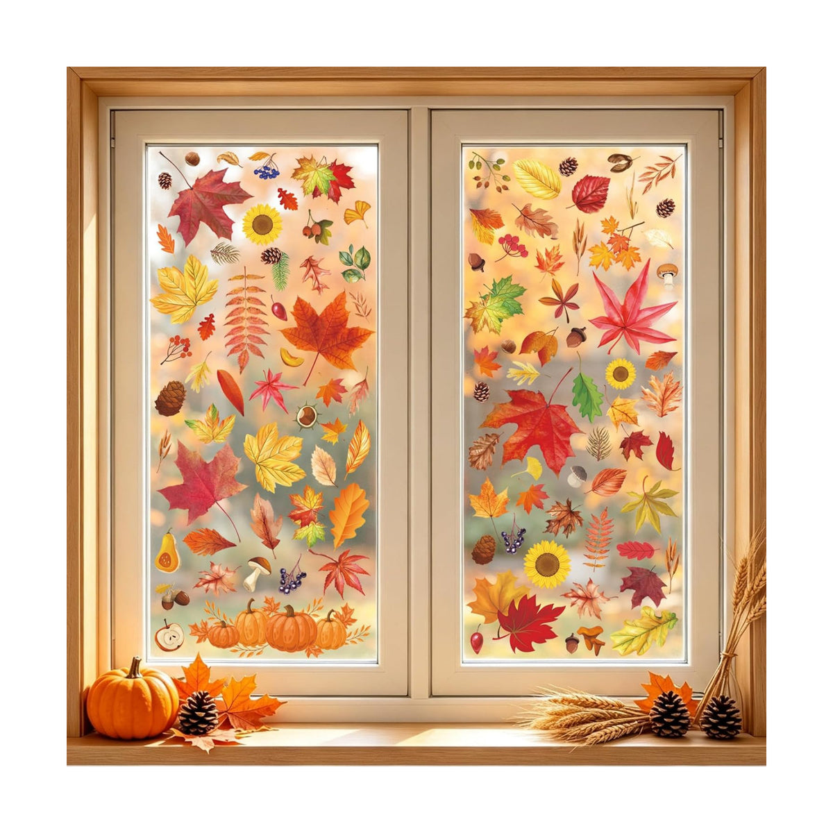 Fall Window Clings 9 Sheets Thanksgiving Static Stickers for Glass Decor