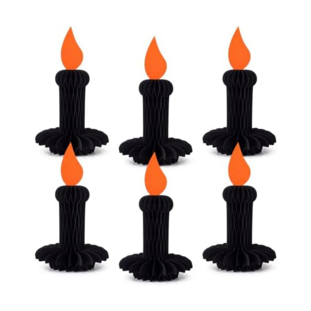 Fourluoo 6pcs Halloween Table Decoration Black Candle Honeycomb Centrepiece