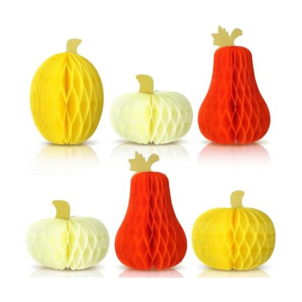 Fourluoo 6 Pcs Fall Table Centerpiece Pumpkin Decorations 3D Paper Pumpkin Honeycomb Standing for Autumn Harvest Party Kitchen Tabletop Home Decor
