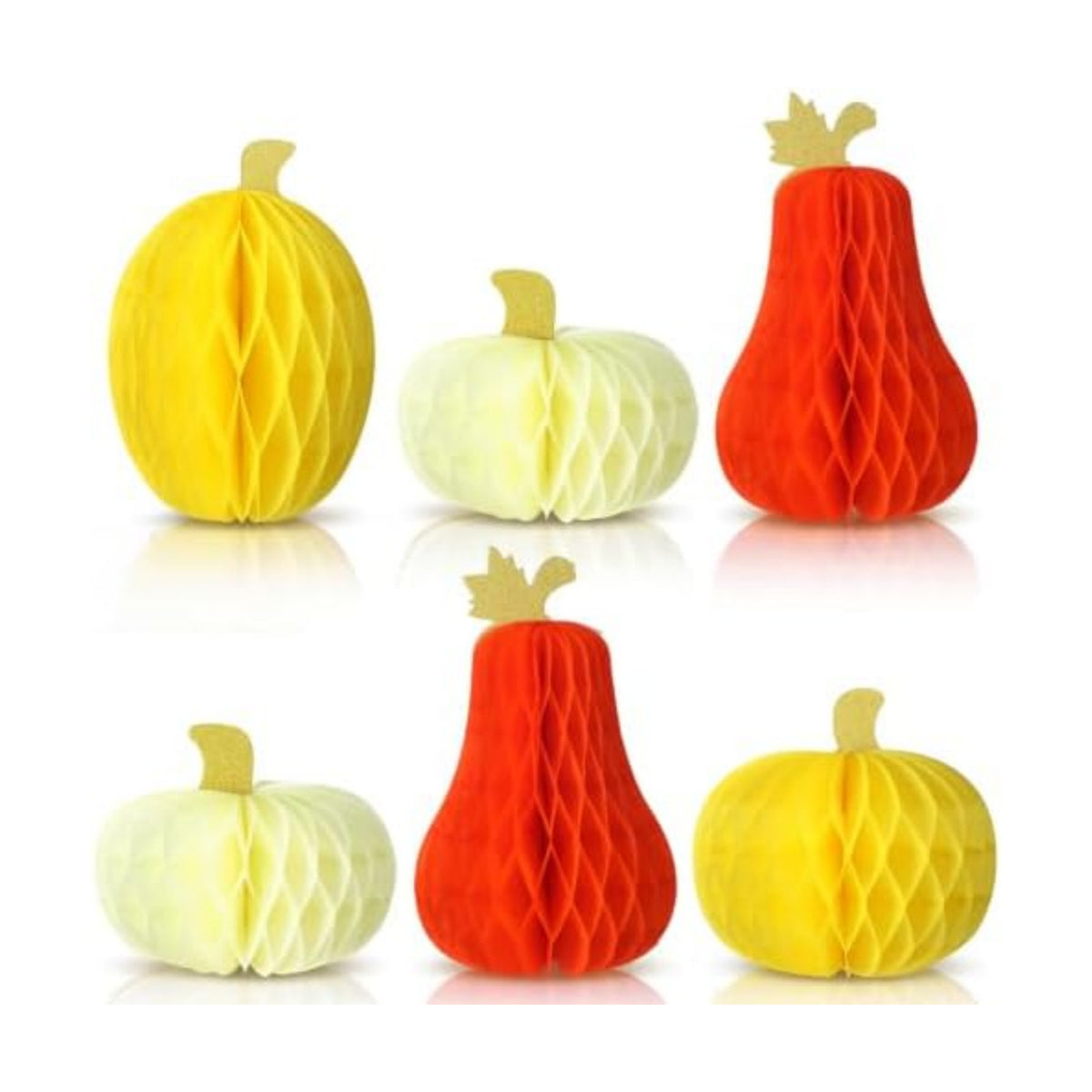 Fourluoo 6 Pcs Fall Table Centerpiece Pumpkin Decorations 3D Paper Pumpkin Honeycomb Standing for Autumn Harvest Party Kitchen Tabletop Home Decor
