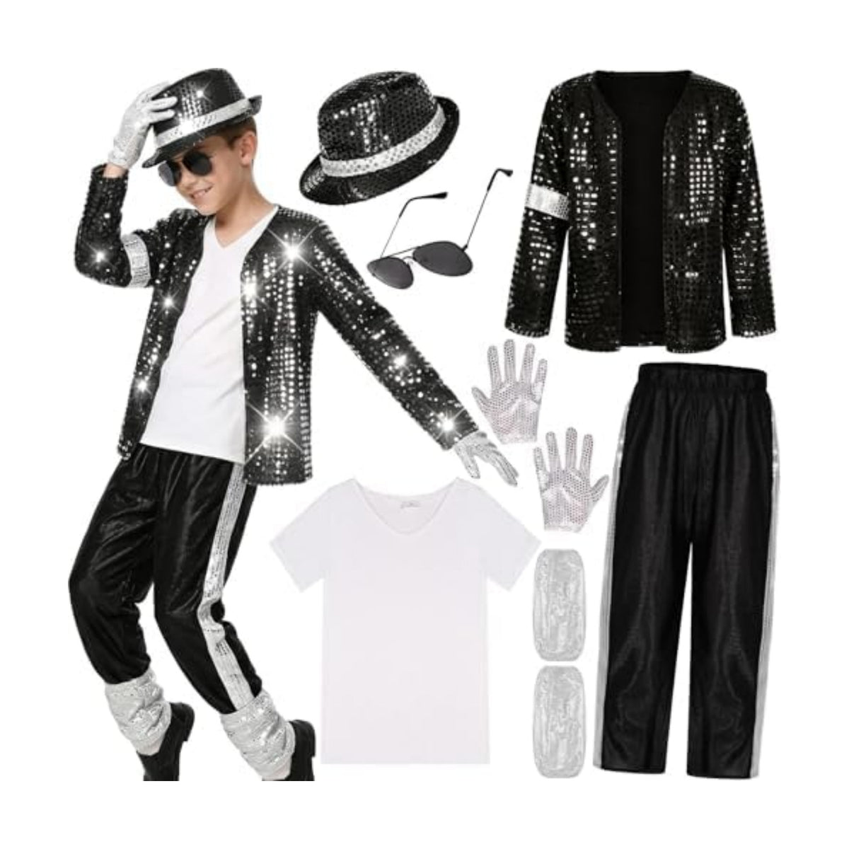 Kids 80s 90s Pop Star Costume Dance Party Outfit Halloween