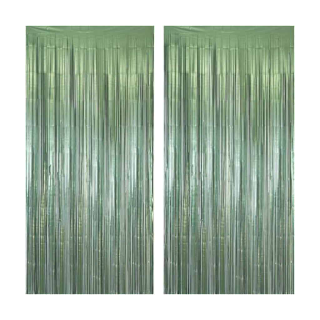 Sage Green Foil Fringe Streamers 8.2ft x 3.2ft 2 PCS