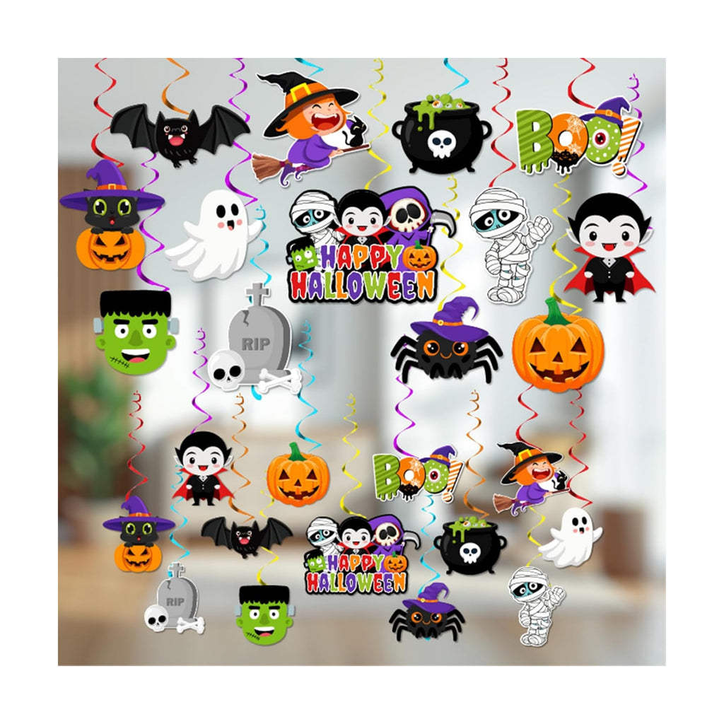 Halloween Hanging Decorations-26 Pack Halloween Hanging Swirls Ghost Pumpkin Bat Batty Twisting Hanging Decor for Classroom Hanging Ghost Pumpkin Ceiling Decor Indoor