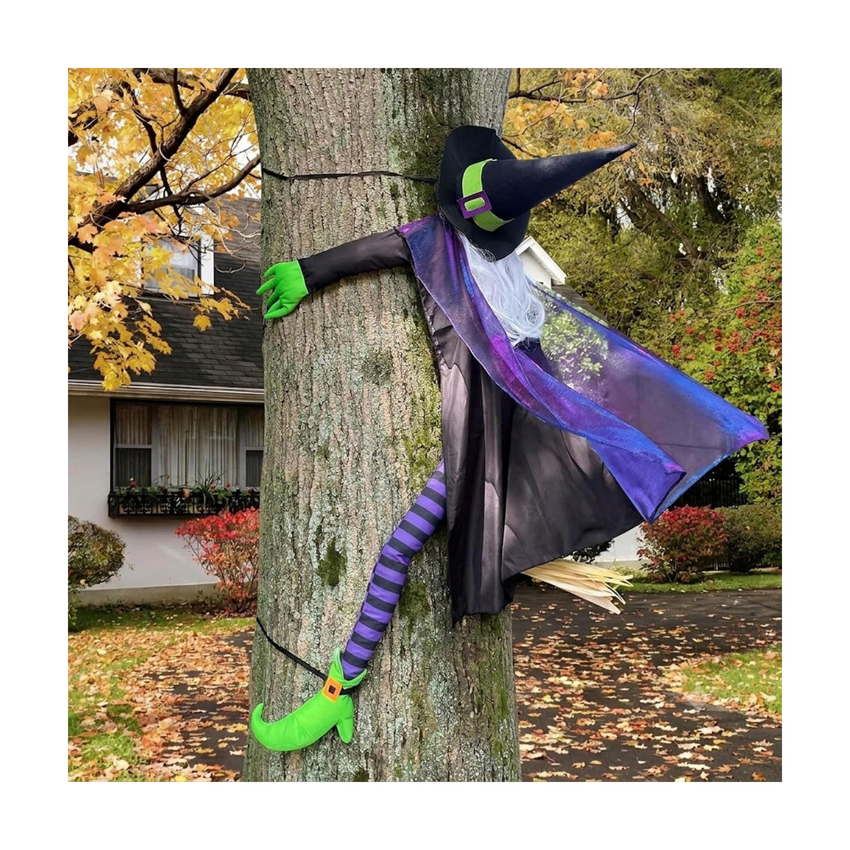 64" Large Crashing Witch into Tree Halloween Outdoor Decoration